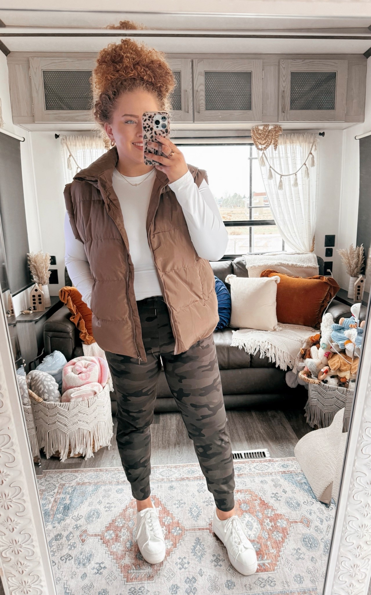 If your outfit has to be comfortable and cute… this is it 🤍 I wear this combo on repeat.🙌🏻 brown puffer vest | amazon puffer vest | amazon fashion find | casual winter outfit | everyday winter style | white fitted long sleeve | amazon basics top | layering essentials | camouflage joggers | camo joggers outfit | amazon joggers | comfy joggers women | athleisure casual look | relaxed winter style | white platform sneakers | platform sneakers women | amazon sneakers | everyday walking shoes | casual street style | sporty casual outfit | errands outfit inspo | mom on the go outfit | travel day outfit | airport outfit ideas | comfy but cute | neutral athleisure style | winter athleisure outfit | casual capsule wardrobe | easy outfit formula

#LTKdayinmylife #LTKootd #LTKMidsize