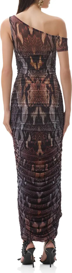 AFRM Biona Printed One-Shoulder Ruched Mesh Maxi Dress | Nordstromrack | Nordstrom Rack