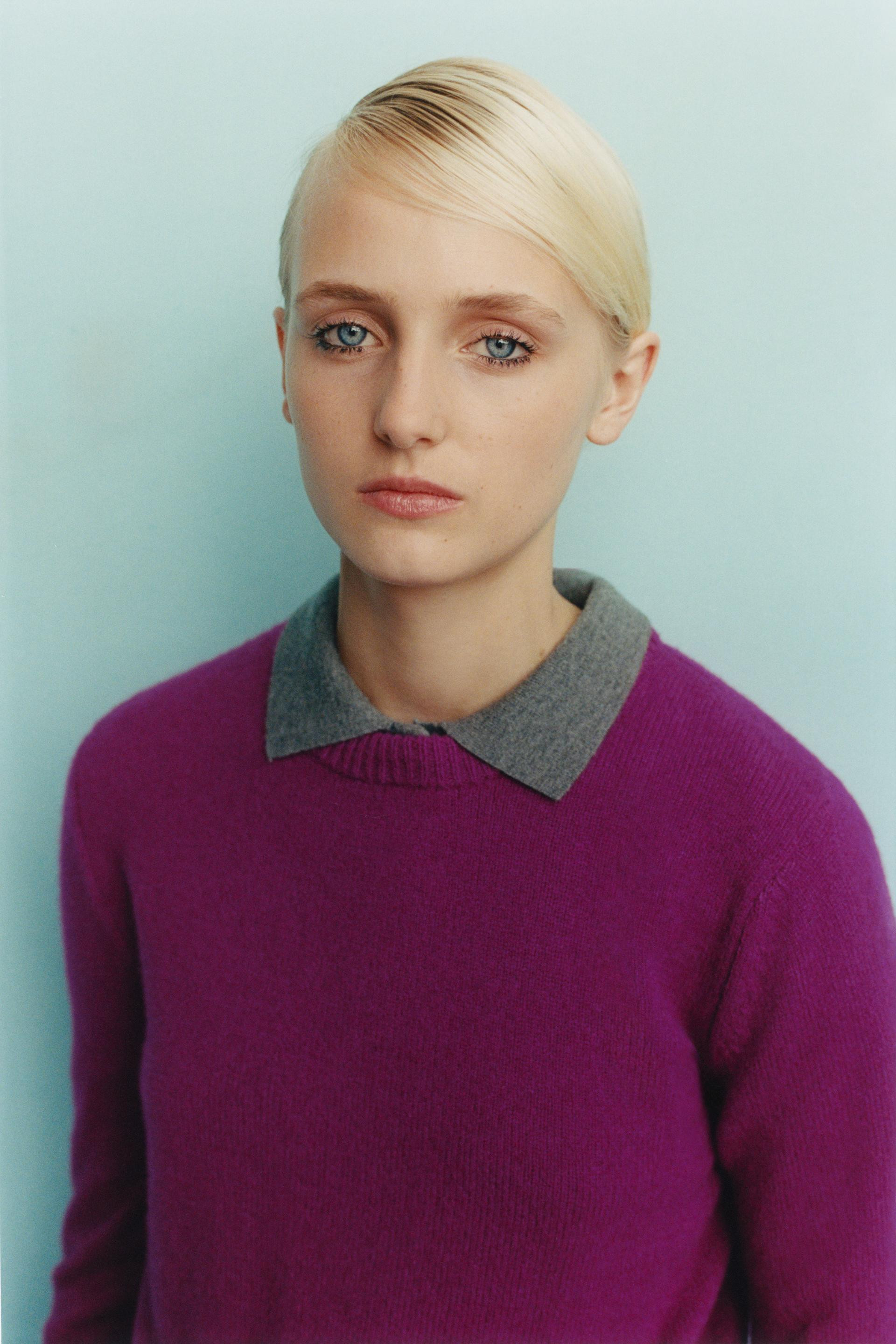Zara - Cashmere Wool Blend Jumper - Eggplant - M - Woman | Zara US