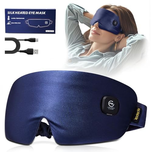 Heated Eye Mask for Dry Eyes - Silk Cordless Warm Eye Compress Moist Heat, FSA Eligible, Eye Heating Pad for Stye Treatment, Tired Eyes, Sleep, Travel, Washable, Rechargeable, Blue | Amazon (US)