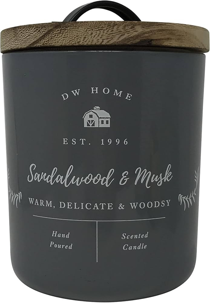 DW Home Farmhouse Series Hand Poured Richly Scented Single Wick Candle with Wood Lid, 9.3 oz (San... | Amazon (US)