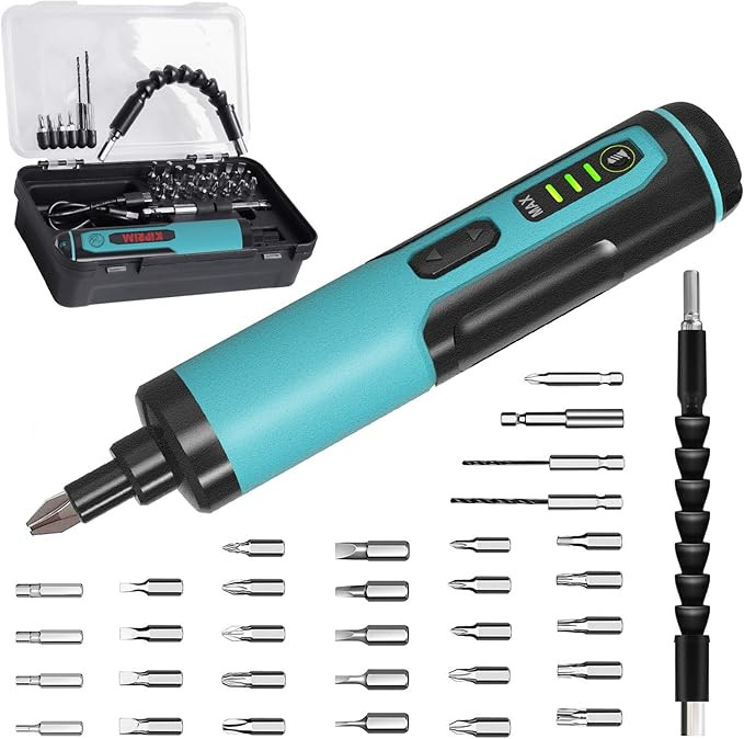 Electric Screwdriver Kiprim 4V Rechargeable Adjustable Torque Cordless Screwdriver Gun with 33 Ma... | Amazon (US)