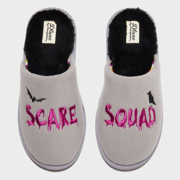Adult's Dluxe By Dearfoams Halloween Scare Squad Bat Slippers - Gray | Target
