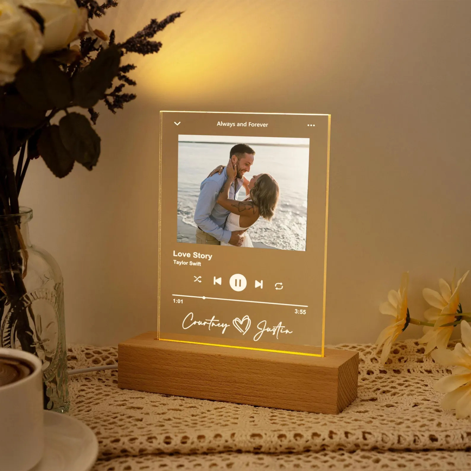 Custom Music Photo Night Light Plaque, Photo Music Plaque, Song Acrylic Plaque, Birthday Gifts, B... | Etsy (US)