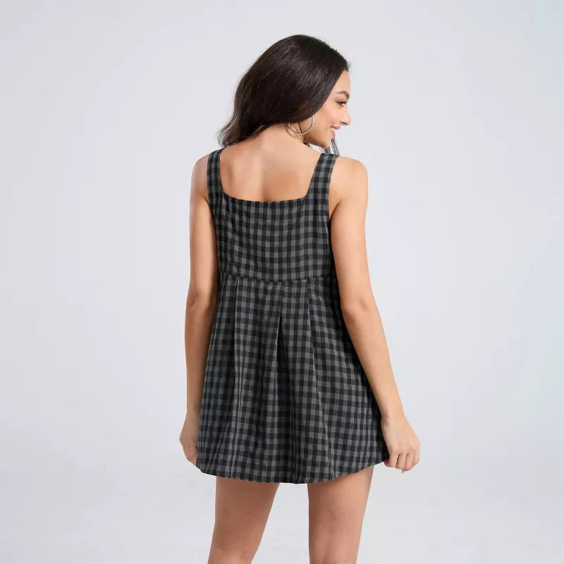 Women's Mini Dress - Wild Fable™ Forest Green Gingham Check L | Target