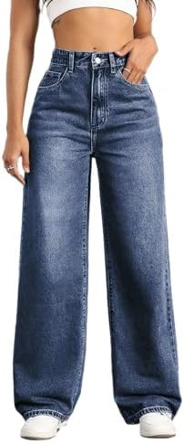 Straight Leg Jeans for Women High Waisted Wide Leg Denim Pants | Amazon (US)