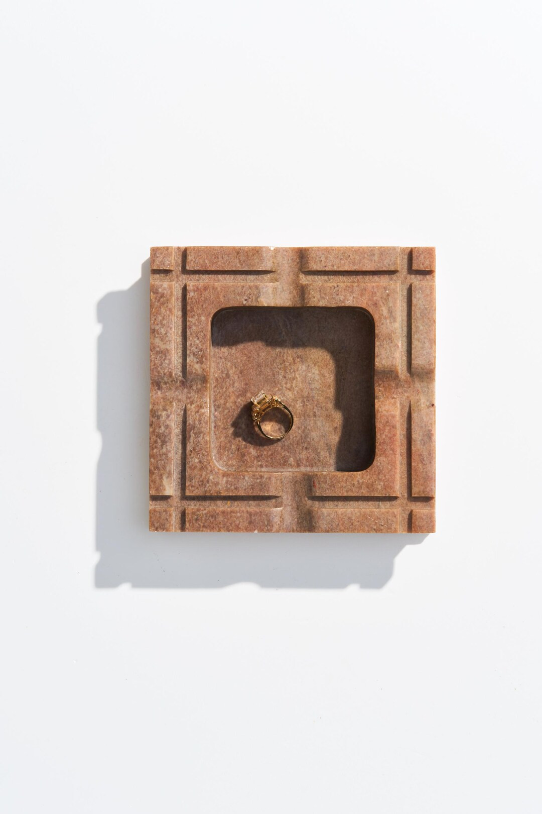 Vintage Architectural Stone Catchall Dish // Sleek Square Earthy Brown Stone Jewelry Tray or Ring... | Etsy (US)