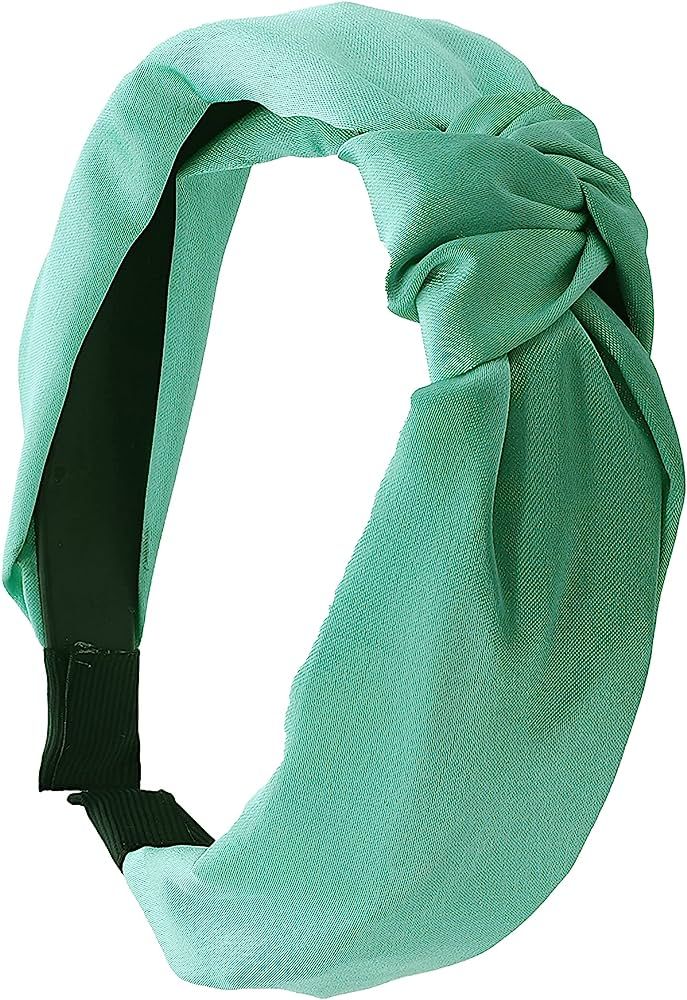 Motique Accessories Mint Satin Knot Headband for Women | Amazon (US)