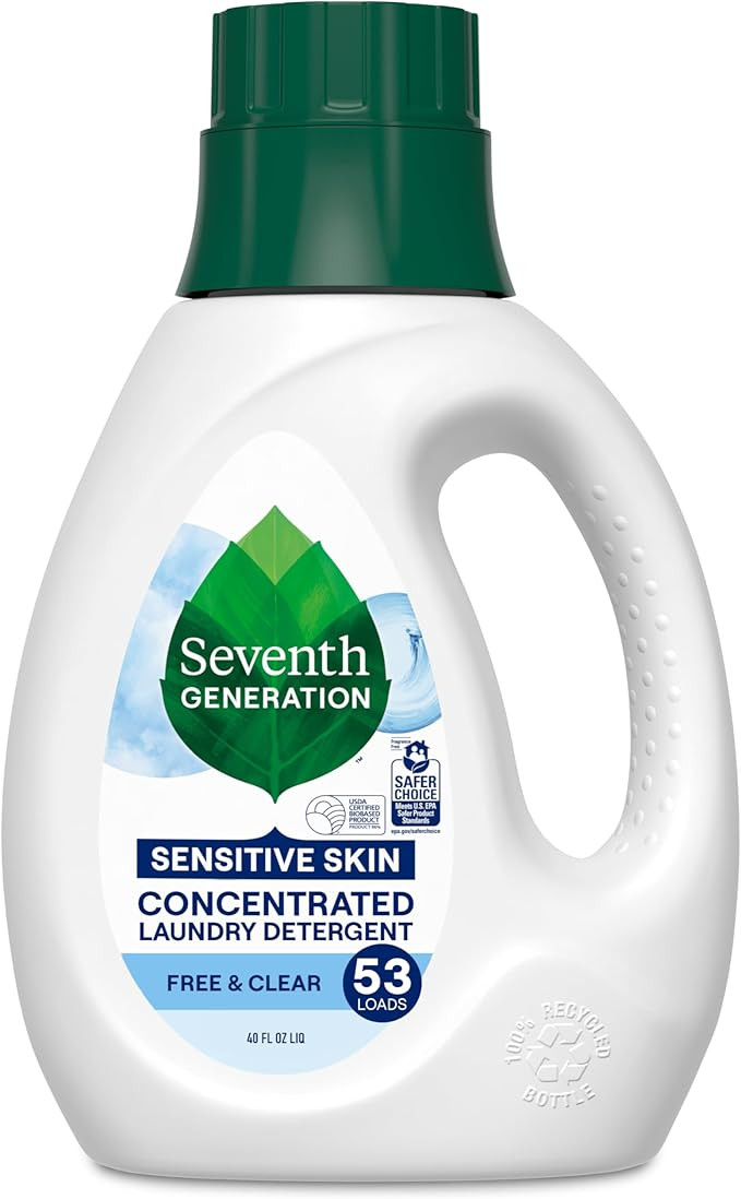 Seventh Generation Concentrated Laundry Detergent Liquid Free & Clear Fragrance Free 40 oz | Amazon (US)