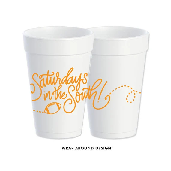 Foam Cups | Saturday's in the South (orange) | Etsy (US)