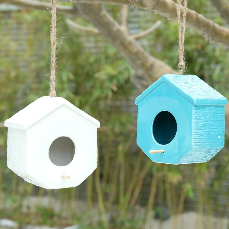Wonder Garden 2 Pack Hanging Bird House Ceramic Hand-Painted Outdoor Décoration for Birds | Walmart (US)