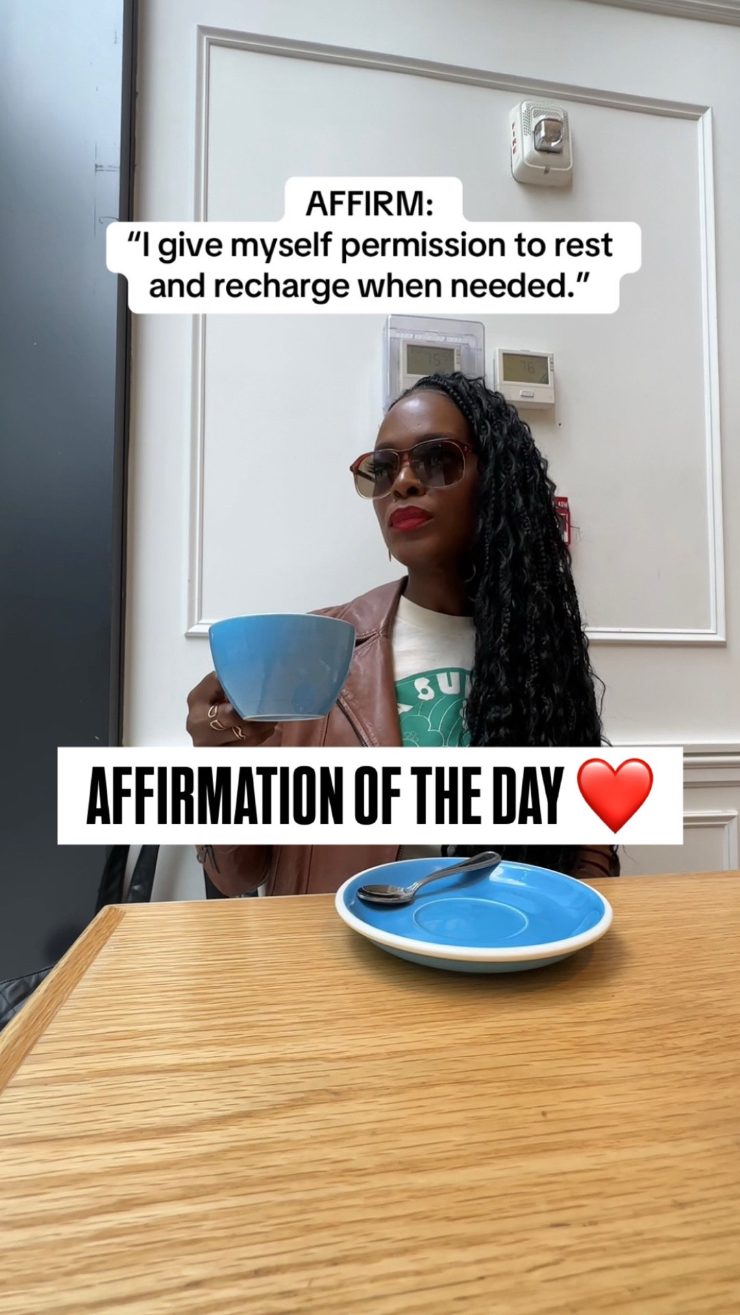 Are you allowing yourself to rest, this weekend? 

Happy self care Sunday! 🤍

This is your reminder that resting is productive.. So slowdown, take a dep breath, enjoy your day and don't you dare feel guilty about it.

AFFIRM: "I give myself permission to rest and recharge when needed."

Wearing: 
✨Aviator sunglasses by Paradigm Eyewear
✨Vintage tee by Anna Sui
✨Brown leather jacket by ABLE Clothing 

#LTKootd #LTKdayinmylife #LTKselfcare