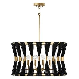 Bianca 24.5" 6-light Patinaed Brass/ Tapered String Pendant | Bed Bath & Beyond