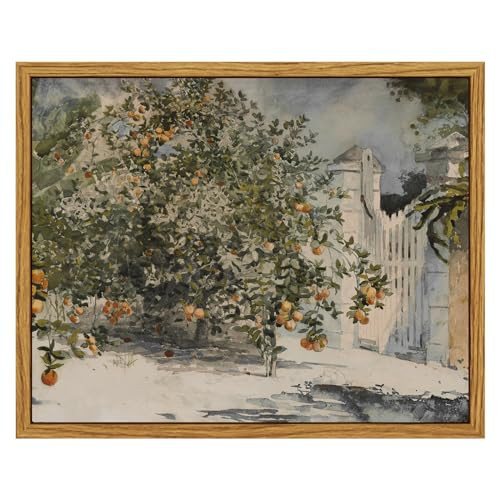 VIYYIEA Framed Canvas Wall Art Vintage Decor, Country Orange Trees Earthy Room Decor Aesthetic, Kitchen Living Room Bedroom Bathroom Rustic Farmhouse Decorations, 8"x10" | Amazon (US)