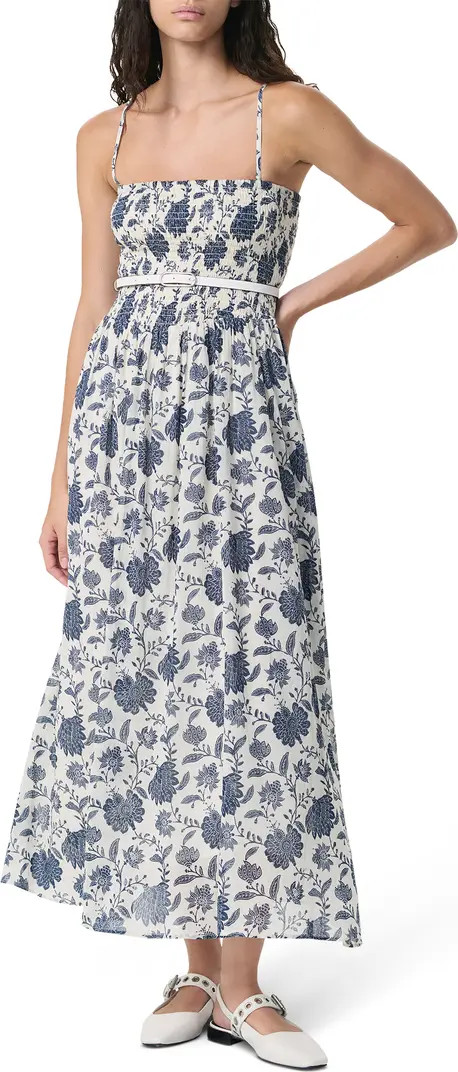Hallie Smocked Bodice Cotton & Silk Maxi Sundress | Nordstrom