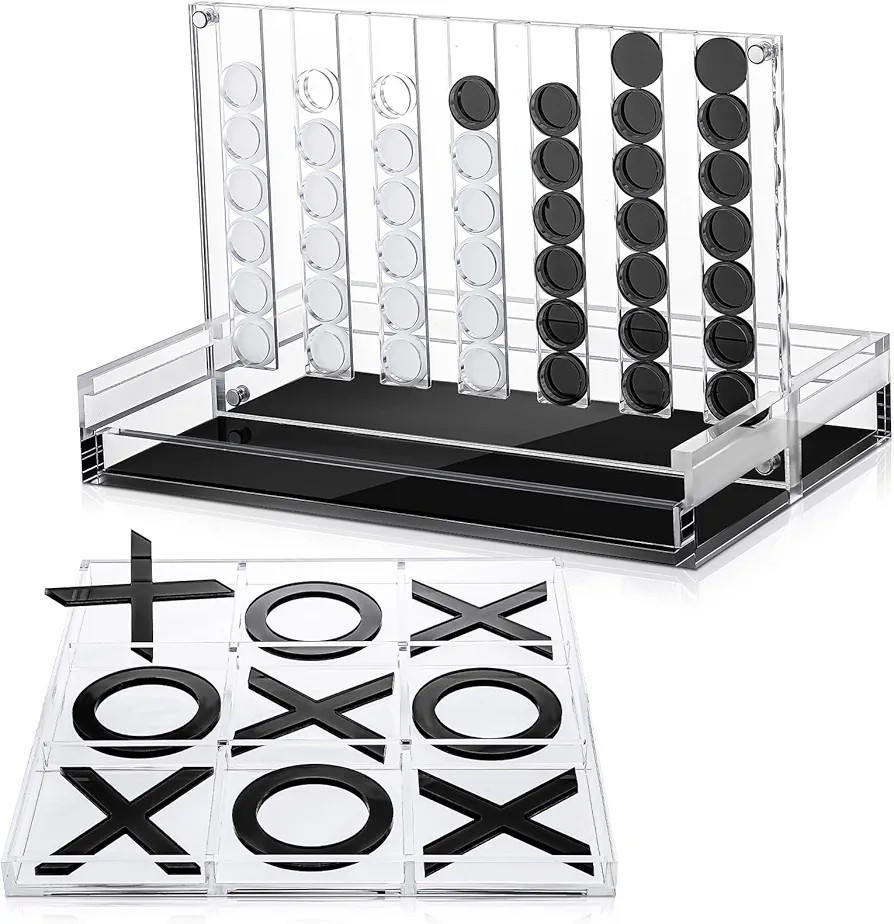 Set of 2 Acrylic Tic Tac Toe and 4 in a Row Classic Board Outdoor Games for Adults and Family Tab... | Amazon (US)