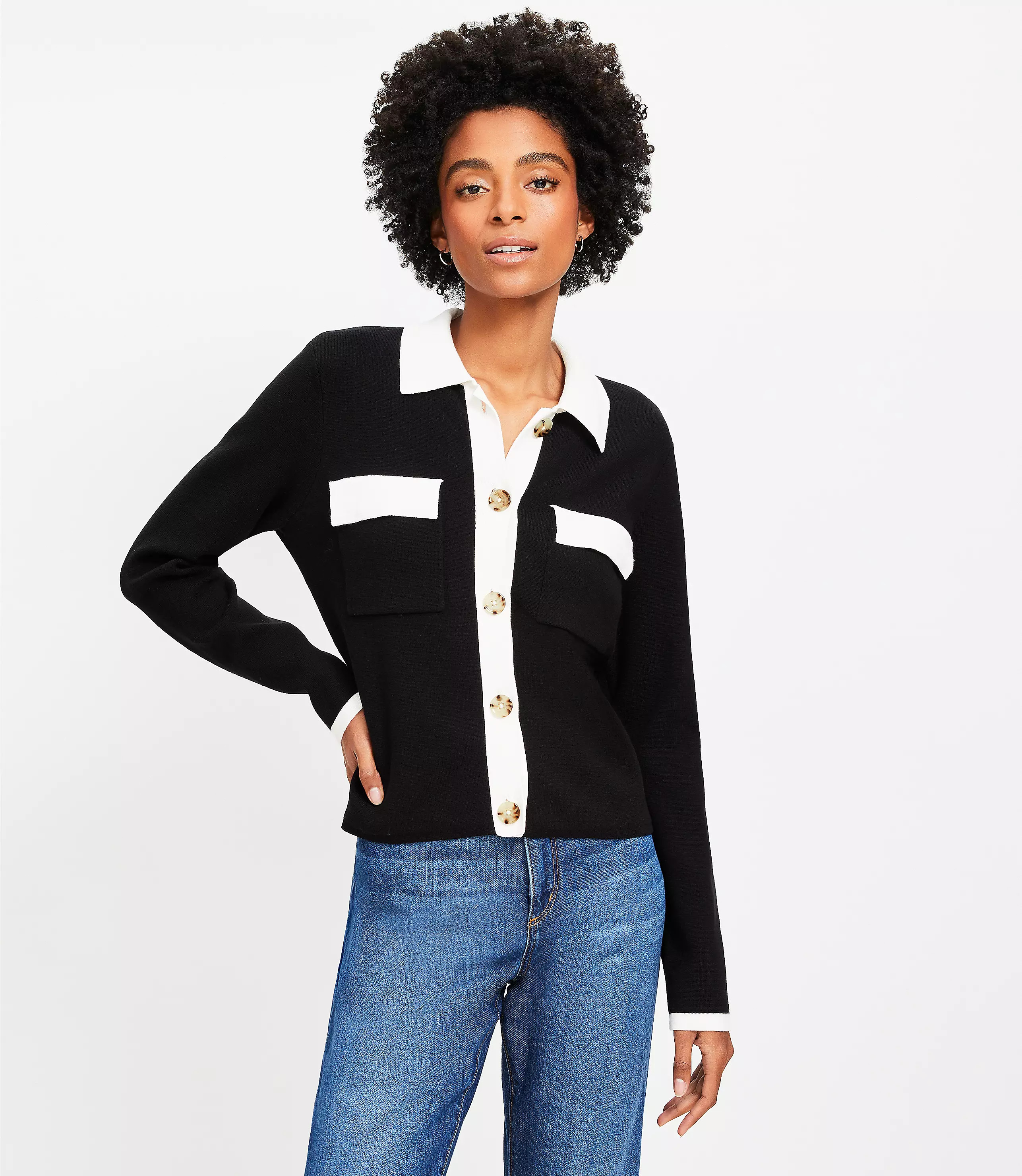 Tipped Sweater Jacket | LOFT