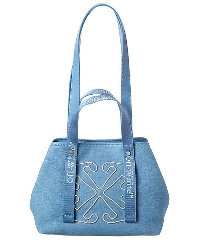 East West Small Denim & Leather Tote | Rue La La