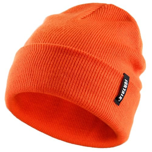 FURTALK Toddler Beanie Baby Boys Girls Beanies Kids Knit Winter Hats for 0-8 Years Orange | Amazon (US)