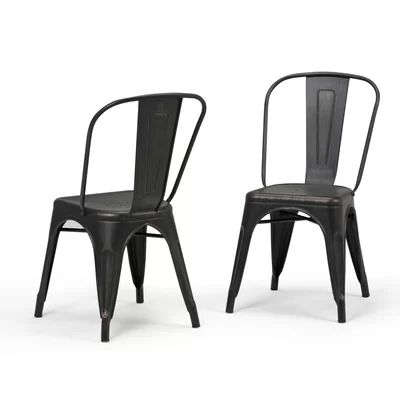 Fletcher Metal Dining Chair Color: Distressed Black/Copper | Wayfair North America