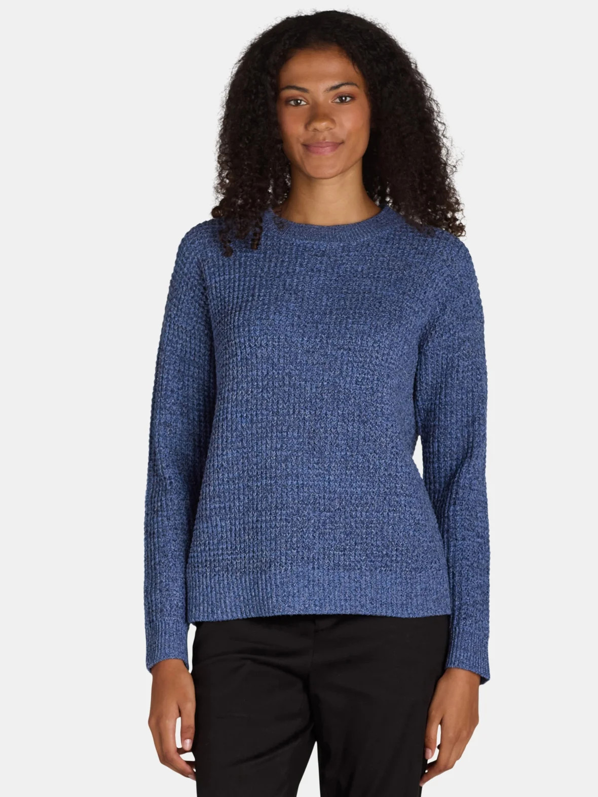 Time and Tru Women's and Women's Plus Waffle Stitch Sweater with Long Sleeves, Midweight, Sizes X... | Walmart (US)