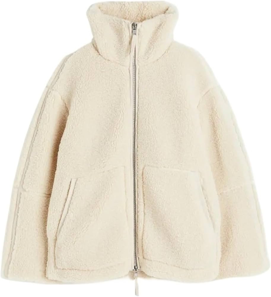 AYGJKIE Plush Jacket Women's Slim Jacket Warm Autumn Winter Coat Stylish Zip Outerwear with Pocke... | Amazon (US)