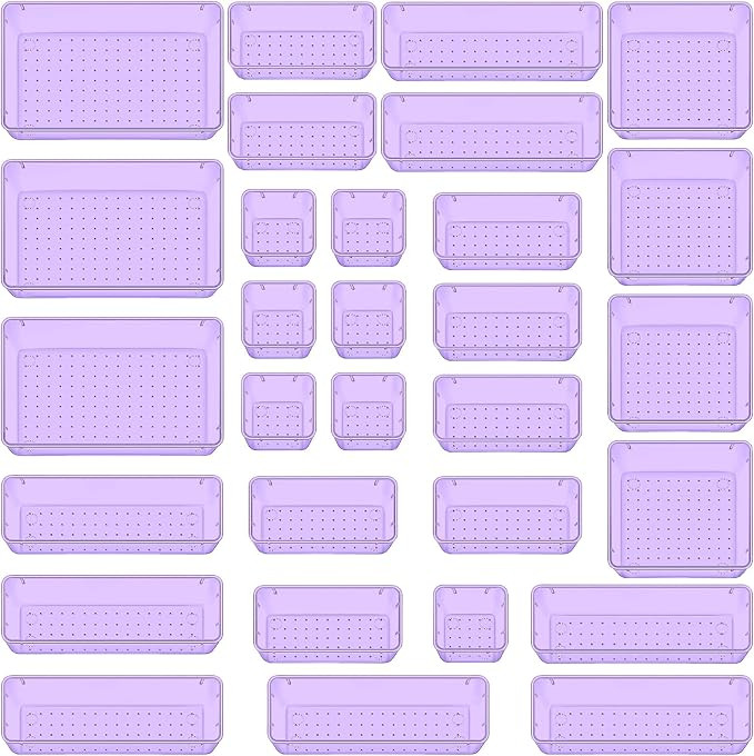 WOWBOX 30 PCS Plastic Drawer Organizer Set, Desk Drawer Divider Organizers and Storage Bins for M... | Amazon (US)