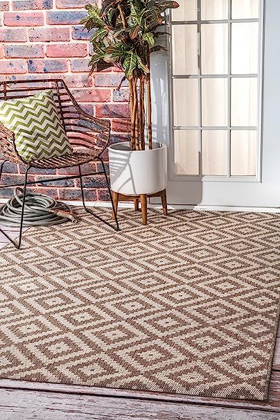 nuLOOM Marybelle Tribal Diamond Indoor/Outdoor Area Rug, 7' 6" x 10' 9", Beige | Amazon (US)