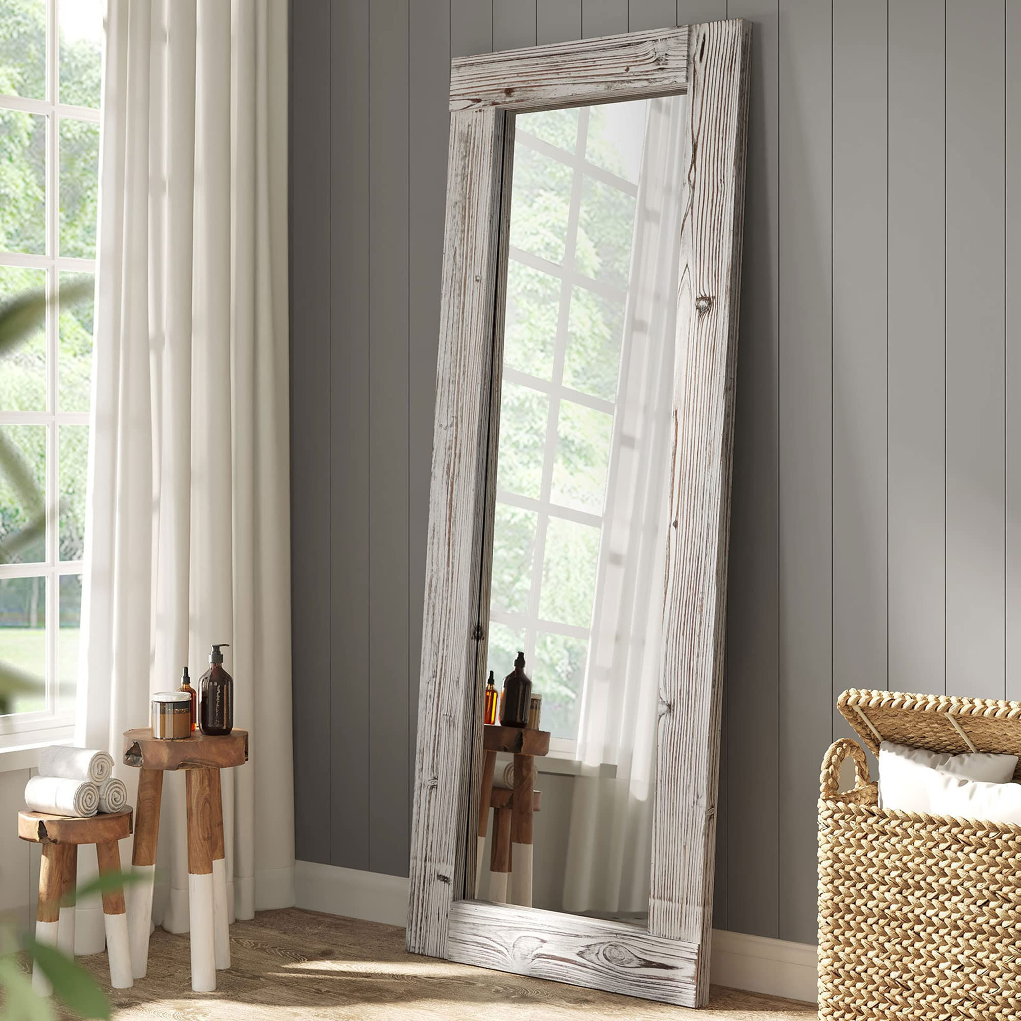 Barnyard Designs Rustic Farmhouse Full Length Mirror - Wood Frame Floor Standing Bedroom Mirror (... | Amazon (US)