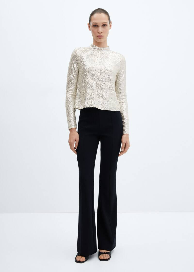 Sequined turtleneck t-shirt | MANGO (US)