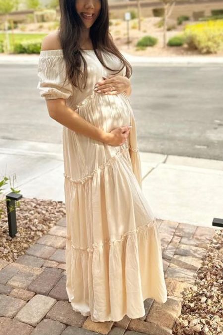 This cream maternity dress is so pretty and flattering!

#LTKbump #LTKunder100
