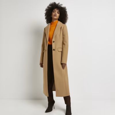 Brown longline coat | River Island (UK & IE)