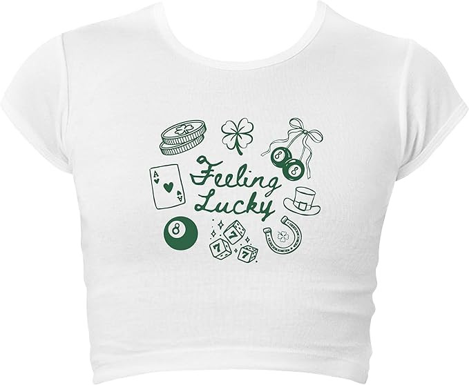 St. Patrick's Day Baby Tee | Premium Cap Sleeve Baby Rib Crop Top Shirt for Women | Amazon (US)