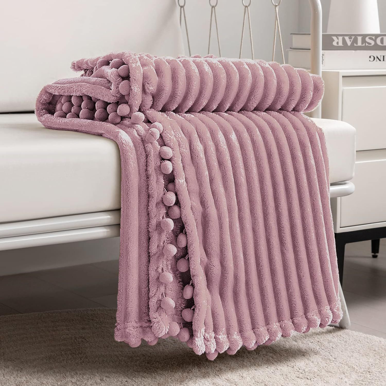 DISSA Fleece Blanket Throw Size – 51x63, Pink – Soft, Plush, Fluffy, Fuzzy, Warm, Cozy – Pe... | Amazon (US)
