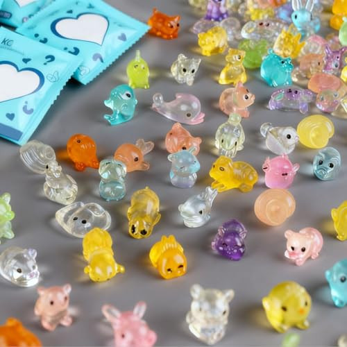 100 PCS Mystery Bag of Mini Glow in The Dark Resin Animals, Mystery Resin Animals Blind Bag,Blind Box Assortment for Party Favors, Kids Toys, Collection Display, Random Design | Amazon (US)
