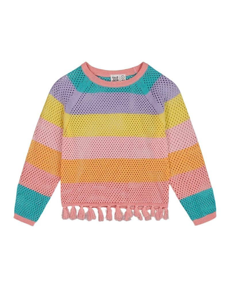 Deux par Deux Girls' Cotton Sweater with Fringe - Little Kid | Bloomingdale's (US)