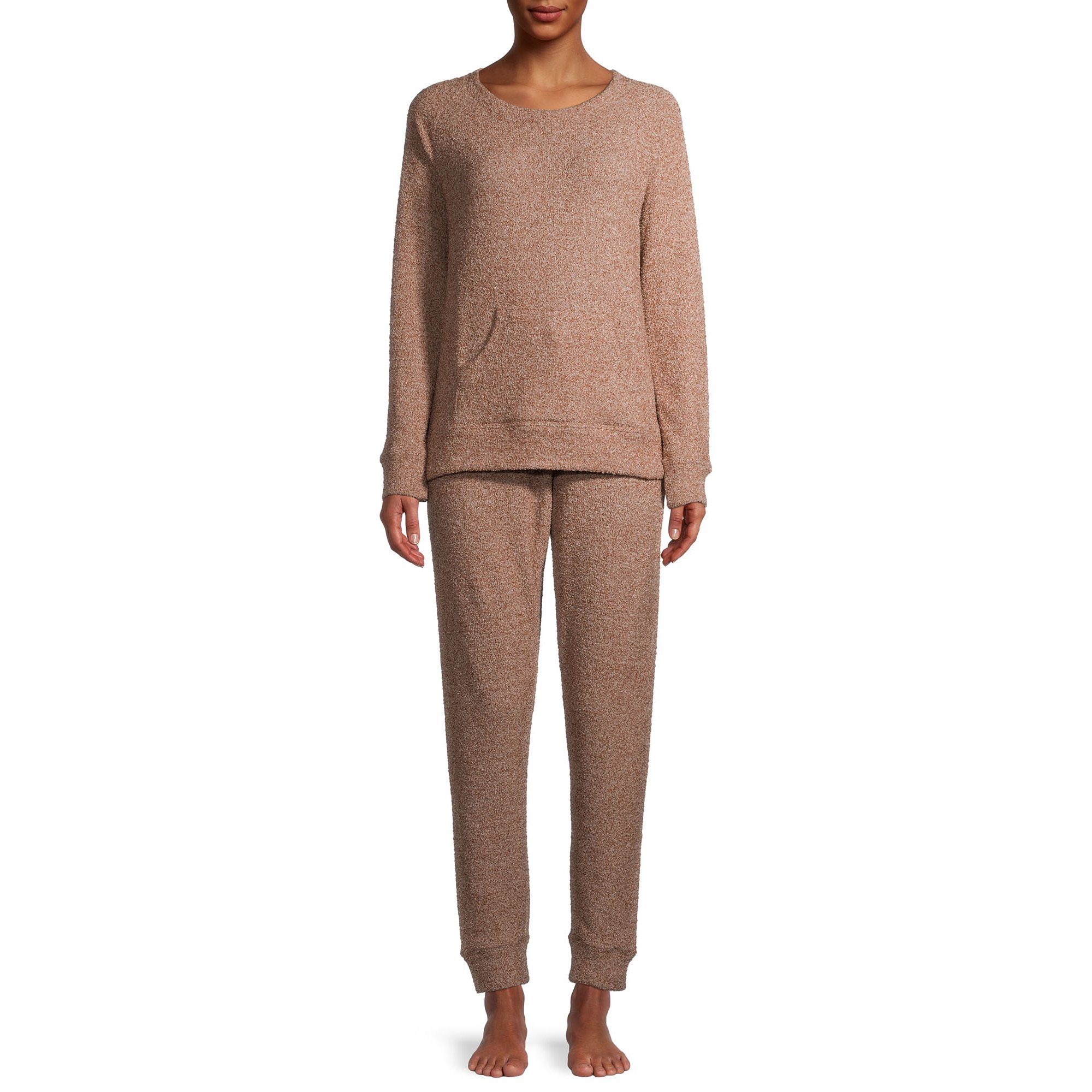 Secret Treasures Women's and Women's Plus Chenille Long Sleeve Top and Cuffed Pants Pajama Set | Walmart (US)