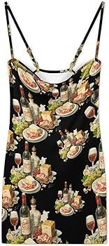 Vintage Wine Cheese and Grapes Mini Dresses for Women Spaghetti Strap Dress Square Neck Summer Pa... | Amazon (US)