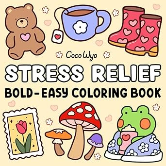 Stress Relief: Coloring Book for Adults and Kids, Bold and Easy, Simple and Big Designs for Relax... | Amazon (US)