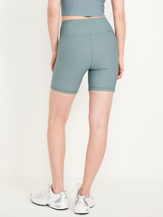 High-Waisted PowerSoft Ribbed Biker Shorts -- 6-inch inseam | Old Navy (US)