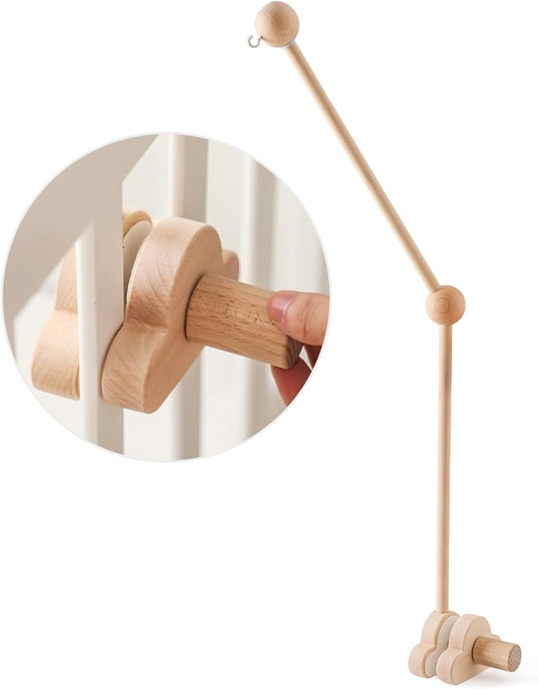 OESSUF Baby Crib Mobile Arm, 24 Inch Adjustable Wood Hanger, White Cloud Design, Nursery Mobile H... | Amazon (US)