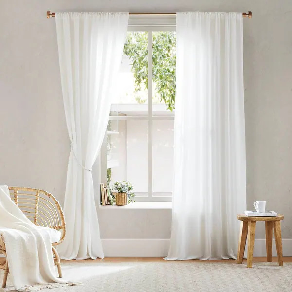 Madison Park Lexus Rod Pocket with Back Tab Privacy Curtain Pair - 52x95 - White | Bed Bath & Beyond