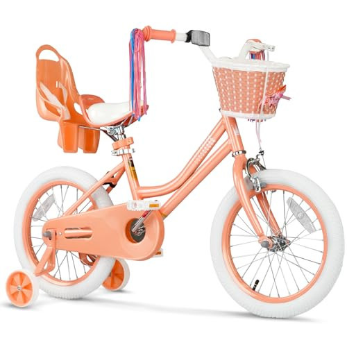 Glaf Toddler Girls Bike for Kids Age 2-12 Years Old 12 14 16 20 Inch Girls Bike with Training Wheels and Doll Seat Kids Bicycle with Basket Adjustable Seat (16 Inch with Training Wheels, Rose Pink) | Amazon (US)
