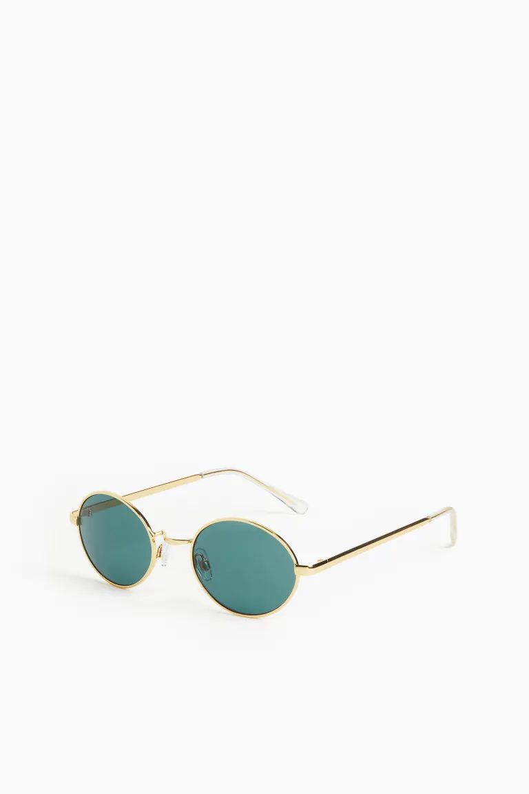 Oval sunglasses - Gold-coloured/Green - Ladies | H&M GB | H&M (UK, MY, IN, SG, PH, TW, HK)