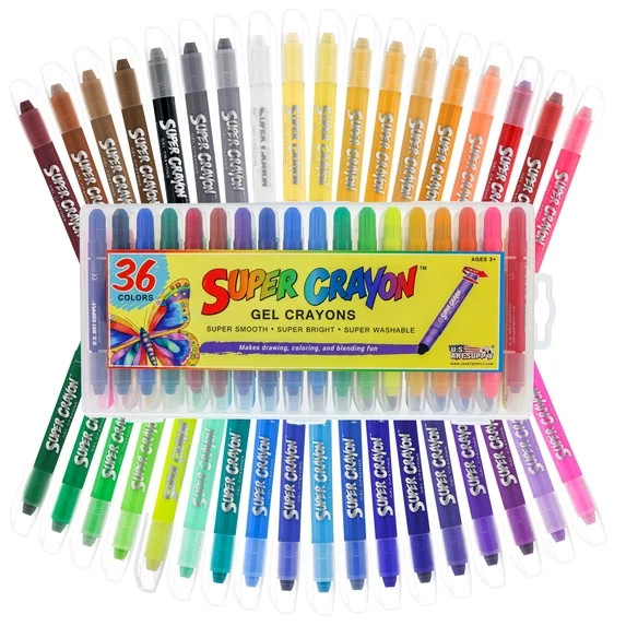 U.S. Art Supply Super Crayons Set of 36 Colors - Smooth Easy Glide Gel Crayons - Bright, Blendabl... | Walmart (US)