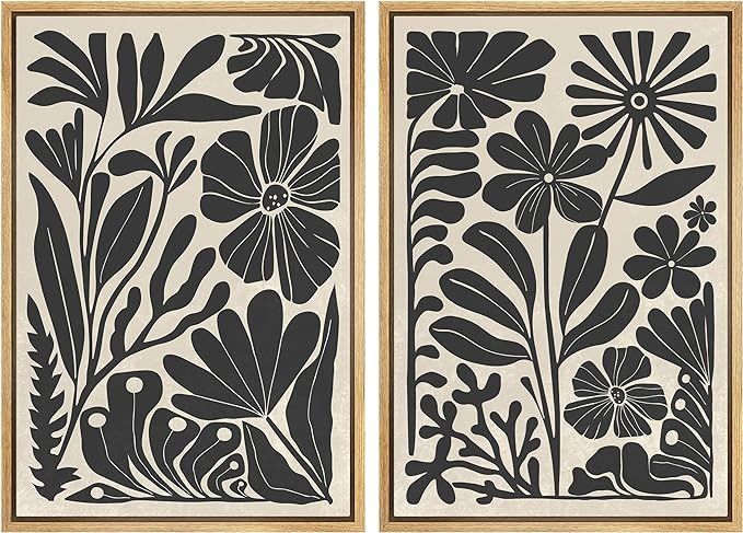 MUDECOR Framed Canvas Wall Art Abstract Floral Botanical Prints Minimalist Modern Art Boho Wall D... | Amazon (US)