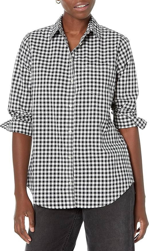 Amazon Essentials Women's Classic-Fit Long-Sleeve Button-Down Poplin Shirt | Amazon (US)