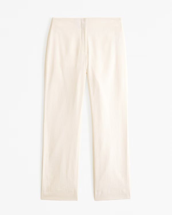 Mid Rise Linen-Blend Tailored Straight Pant | Abercrombie & Fitch (US)