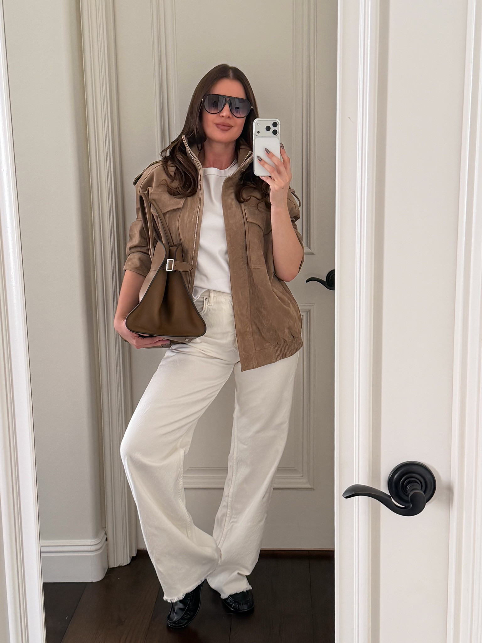 Styling this viral @Zara  jacket with white denim and black loafers. Wearing size S. Found a similar one on amazon! (Tagged below)
#zara #suede #brown #jacket #bomber #amazonfashion

#LTKWorkwear #LTKootd #LTKgrwm #LTKMothersDay