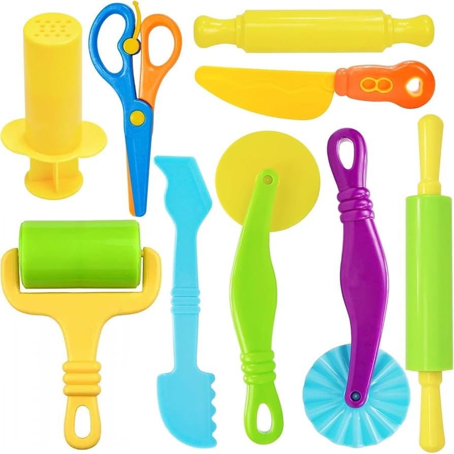 Dough Tools Set for Kids, 9 Pcs Dough Tools Sets for Kids Ages 4-8, Includes Cutters Roller, Roll... | Amazon (US)